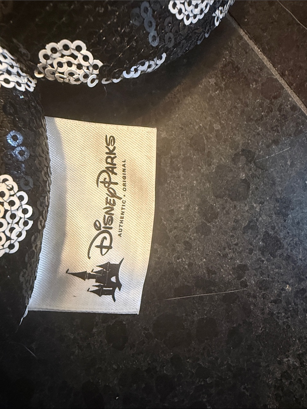 Disney Parks Minnie Mouse Authentic and White Sequin Polka Dot Ear Headband - Picture 2 of 9